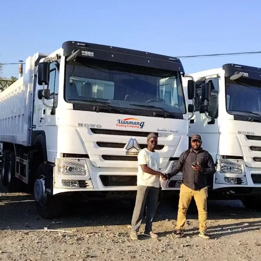 Latest company Cases about Dois amigos do Congo visitaram o nosso parque de camiões e decidiram comprar 2 camiões HOWO 371 brancos.
