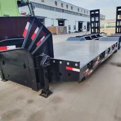 comprar Novo reboque de 3 eixos de baixo leito Bulldozer de transporte Semi-reboque Lowboy de pescoço de galinha com suspensão mecânica online manufacture
