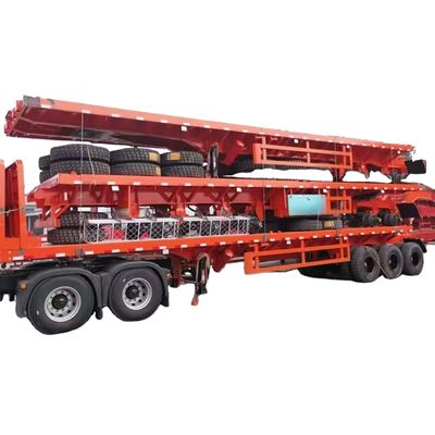 Bom preço. 70 toneladas 3 eixos Semi-trailer de piso plano Pan-trailer Semi-caminhão Trailer de piso plano 40ft 12metre para venda on-line